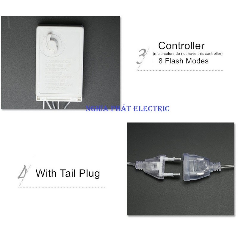 BỘ DÂY ĐÈN LED CHÓP 12 BANH 138 LED - DÂY DÀI 3 MÉT - MÀU VÀNG NẮNG