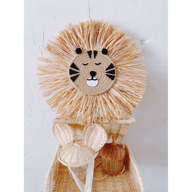 Phụ Kiện Treo Tường Bằng Cotton Dệt Tay Hình Đầu Sư Tử Hoạt Hình Phong Cách Bắc Âu