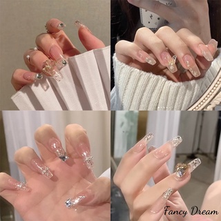 Set 24 Móng Tay Giả Dáng Dài Đính Bướm Thời Trang Sang Trọng Có Thể Tháo Rời