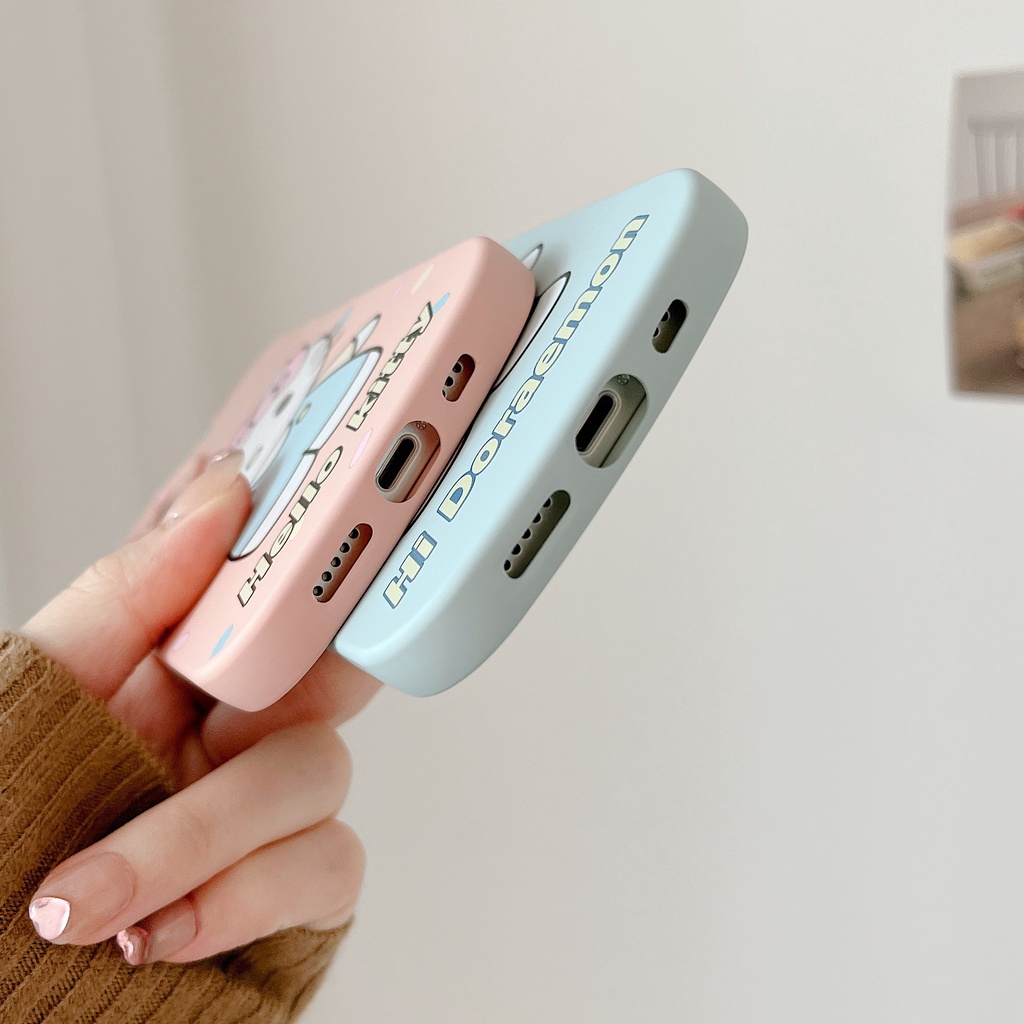 Ốp Điện Thoại Họa Tiết Hoạt Hình Kitty Và Doremon Dễ Thương Chống Sốc Cho Iphone