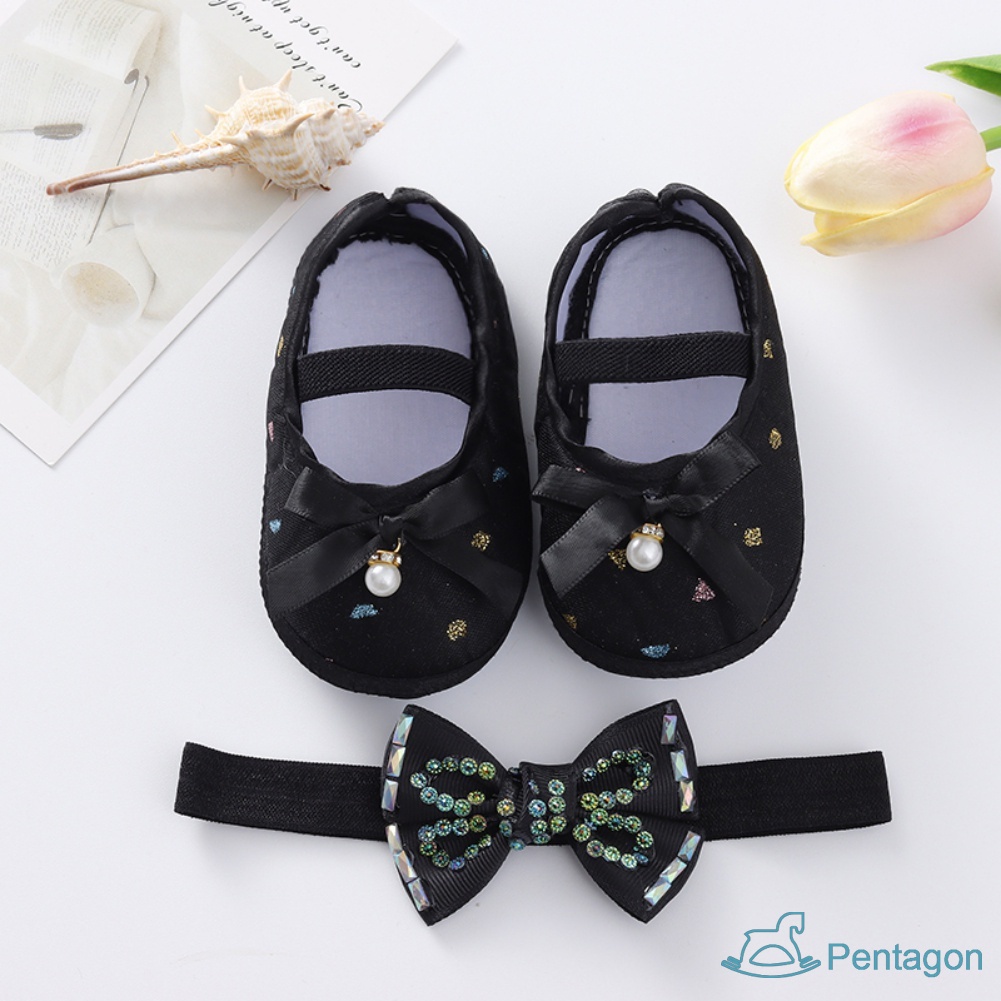 Giày Tập Đi Đế Mềm Đính Hoa Ngọc Trai Dễ Thương Cho Bé Gái 0-12 Tháng Tuổi