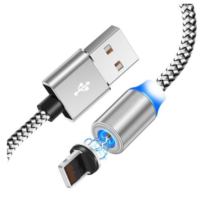 Cáp Sạc Nam Châm Hỗ Trợ Sạc Nhanh- 3 Đầu Sạc Lightning, Micro USB, Typ - Độ Dài 1 Mét, Tròn Xoay 360 Độ - Bọc Dù Cao Cấp