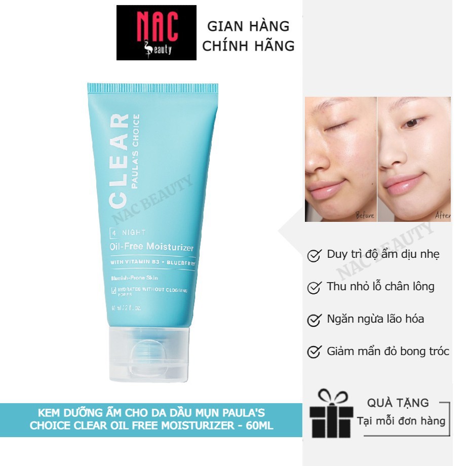 Kem dưỡng ẩm dành cho da hỗn hợp dầu, da dầu và mụn Paula's Choice Clear Oil Free Moisturizer