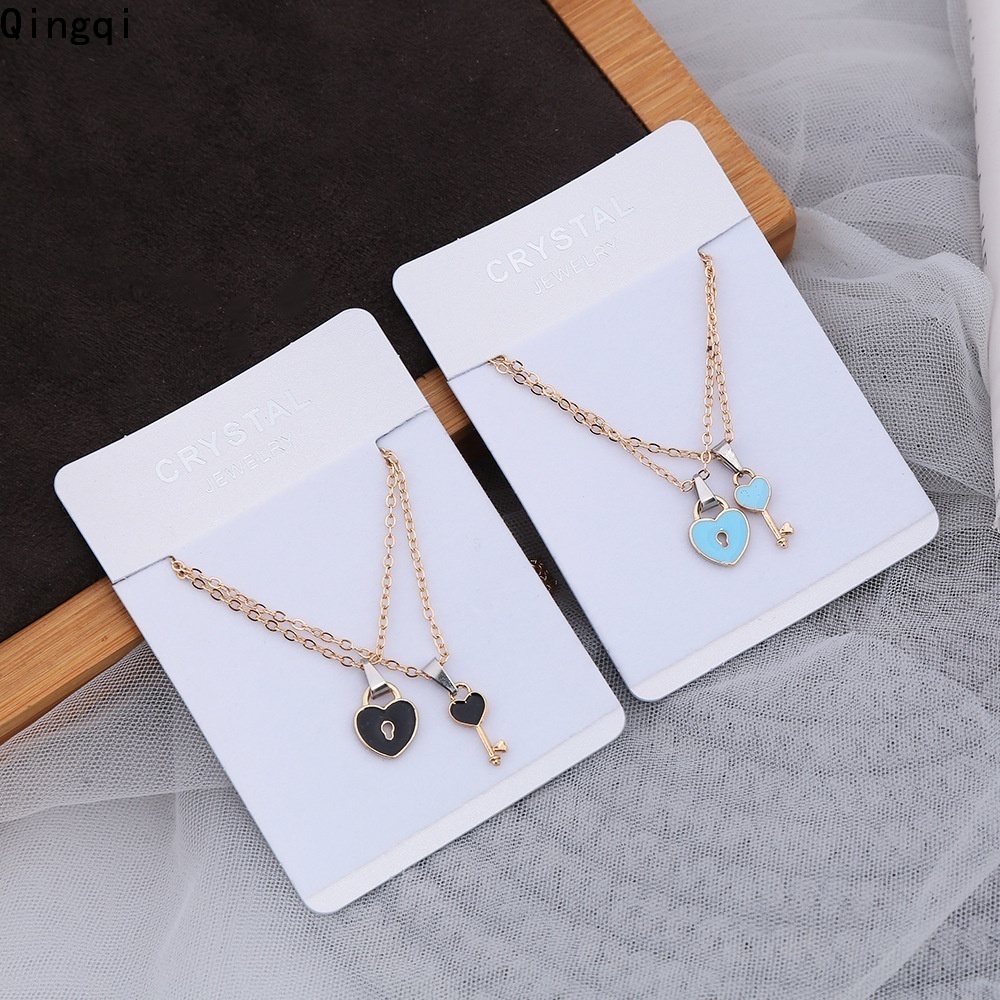 Set 2 vòng cổ Miss Zoe hình chìa khóa trái tim thời trang dành cho cả nam và nữ