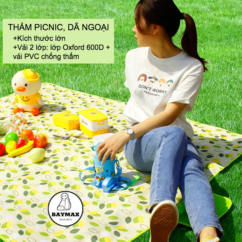 Thảm dã ngoại, picnic 2 LỚP : VẢI OXFORD 600D + LÓT PVC chống thấm vô cùng dày dặn