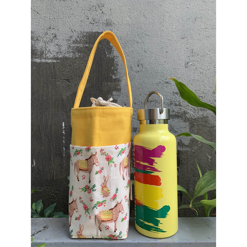 Túi vải CANVAS đựng bình giữ nhiệt/ly giữ nhiệt/bình nước thiết kế độc quyền, tự may HANDMADE 100%!!!