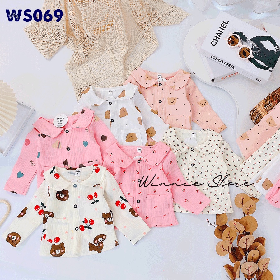Pyjama đũi xốp cho bé gái Winnie Store Mã WS069 6 màu