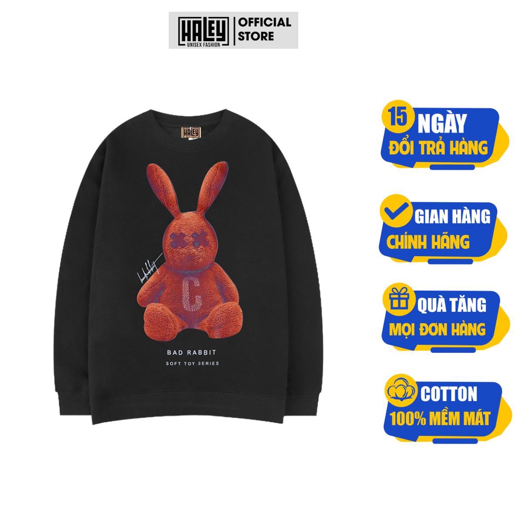 Áo Sweater Dài Tay HALEY Nam Nữ Unisex mã HD67  THỎ CAM Phong Cách Hàn Quốc Năng Động Cá Tính Streestyle