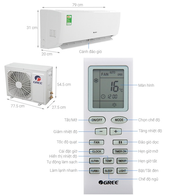 Điều hòa 1 chiều Gree - 9000BTU