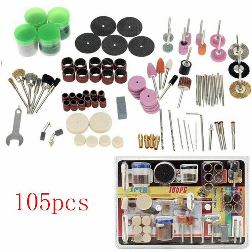 Bộ phụ kiện máy khoan mài điện mini cầm tay 105 chiếc đa năng dùng quay, mài, đánh bóng gỗ - HV Store 060