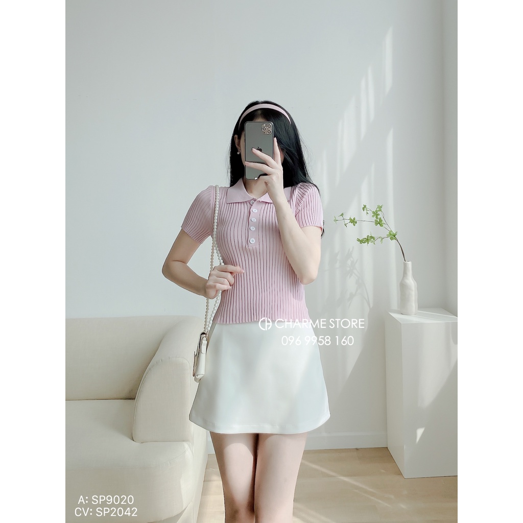 Áo len tăm nữ trơn cộc tay thiết kế Charme 9020 | BigBuy360 - bigbuy360.vn