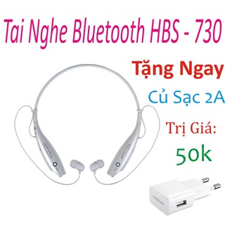 Tai Nghe Bluetooth HBS - 730 (trắng) Hàng Chất Lượng Loại 1 + Tặng Củ Sạc Đa Năng 2A
