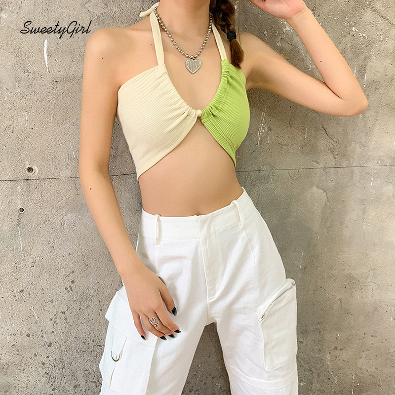 Áo Thun Nữ Ngắn Tay Hở Lưng Phối Màu Thời Trang