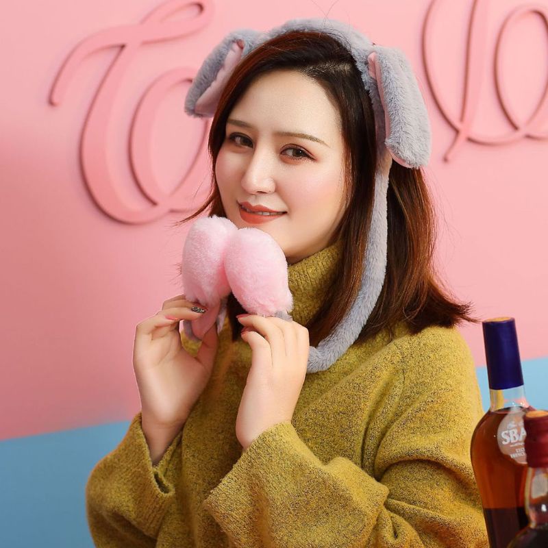 Flgo Băng Đô Tai Thỏ Bằng Vải Lông Mềm Mại Ấm Áp Mùa Đông Cho Nam Và Nữ