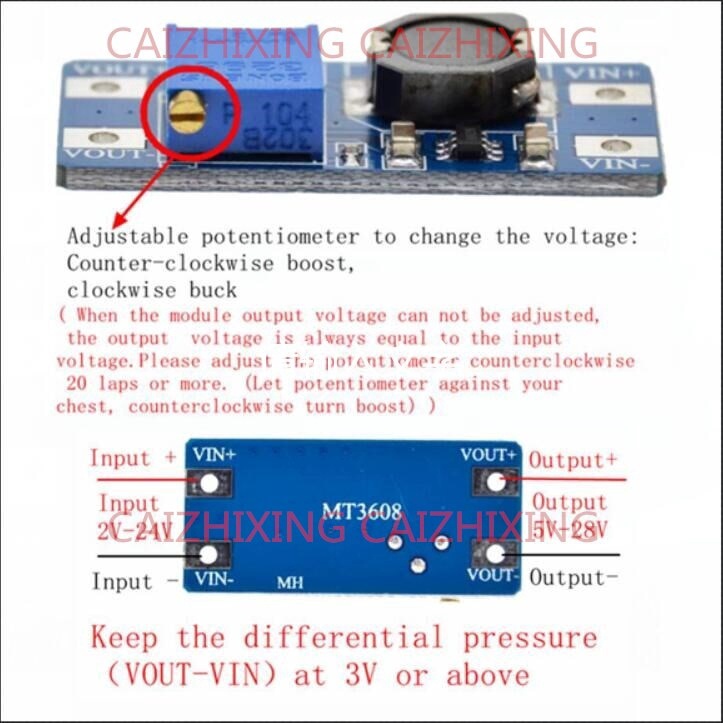 Mô Đun Tăng Áp Mt3608 Dc-Dc Max 28v 2a