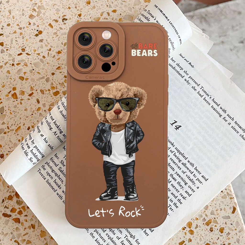 Ốp Ip gấu bông lets rock cho đời vui siêu ngầu cho Iphone 6 7 8 Plus 11 12 13 mini Pro Max X Xr HA-22BEAR014