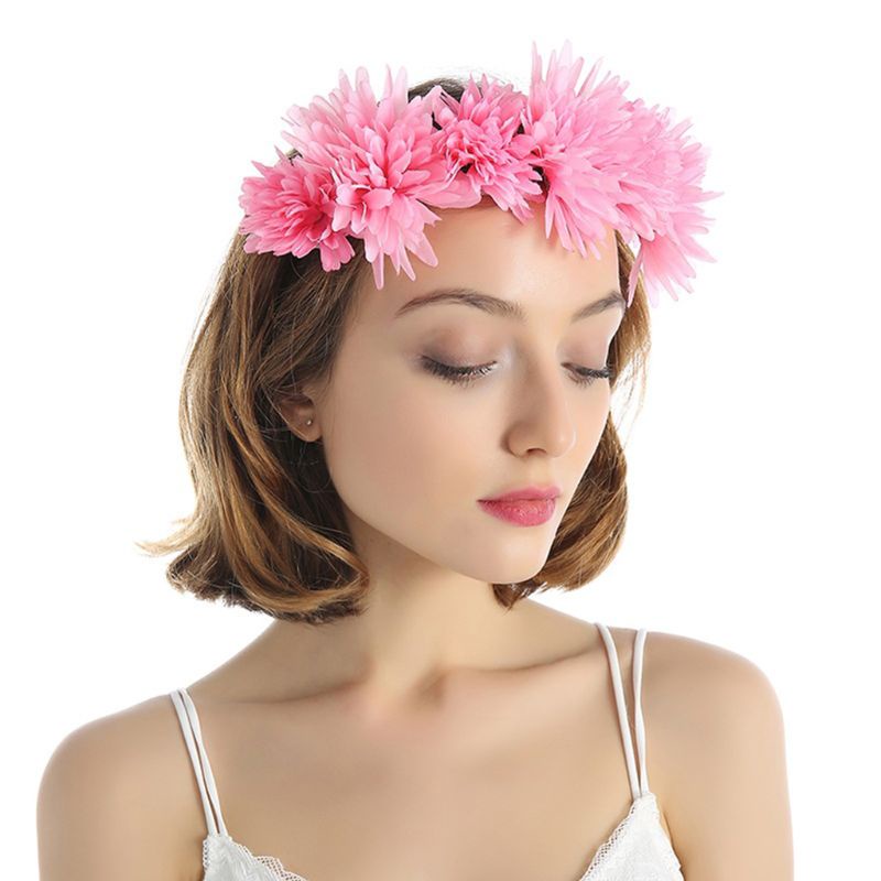 Băng Đô Cài Tóc Đính Hoa Cúc Giả Phong Cách Bohemian Dành Cho Cô Dâu