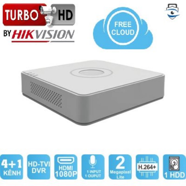 Đầu Ghi Hình 4 Kênh HIKVISION DS-7104HGHI-F1 TURBO 3.0 HD DVR 2MP LITE - Chính Hãng, Bảo Hành 24 Tháng