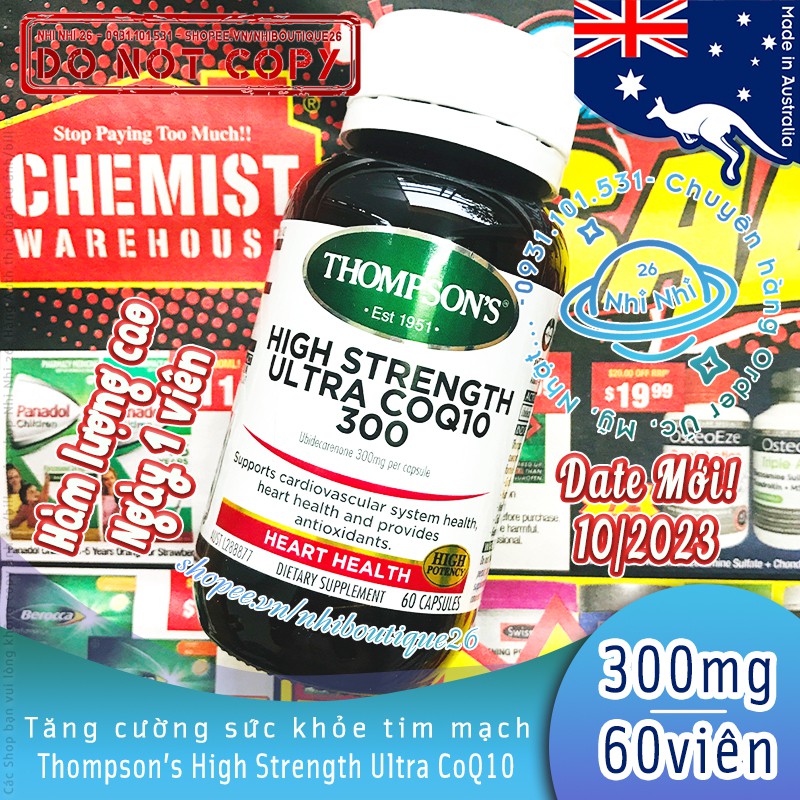 💖CÓ BILL ÚC💖  Hỗ trợ tim mạch, huyết áp Healthy Care Coenzyme Q10 150mg 100 viên 💖 Thompson's CoQ10 300mg  60 viên