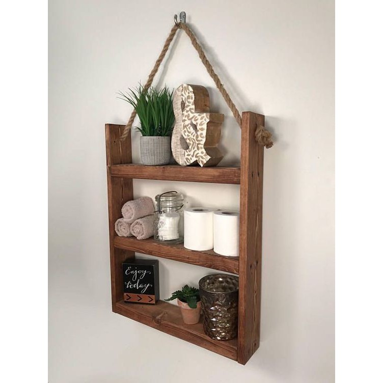 Tổng Kệ decor treo tường dây thừng| kệ decor gỗ thông pallet HPKTT 14