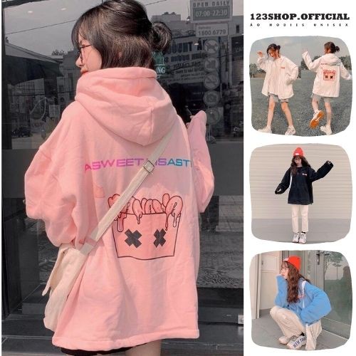 Áo khoác hoodie Chống Rét 123SHOP Cho Nữ Cho Cặp Đôi in hình BANAWA Chất Nỉ Unisex  Form rộng Có 4 Màu Ulzzang