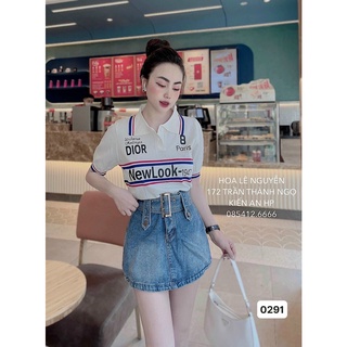 B327- áo len polo nữ trắng newlook