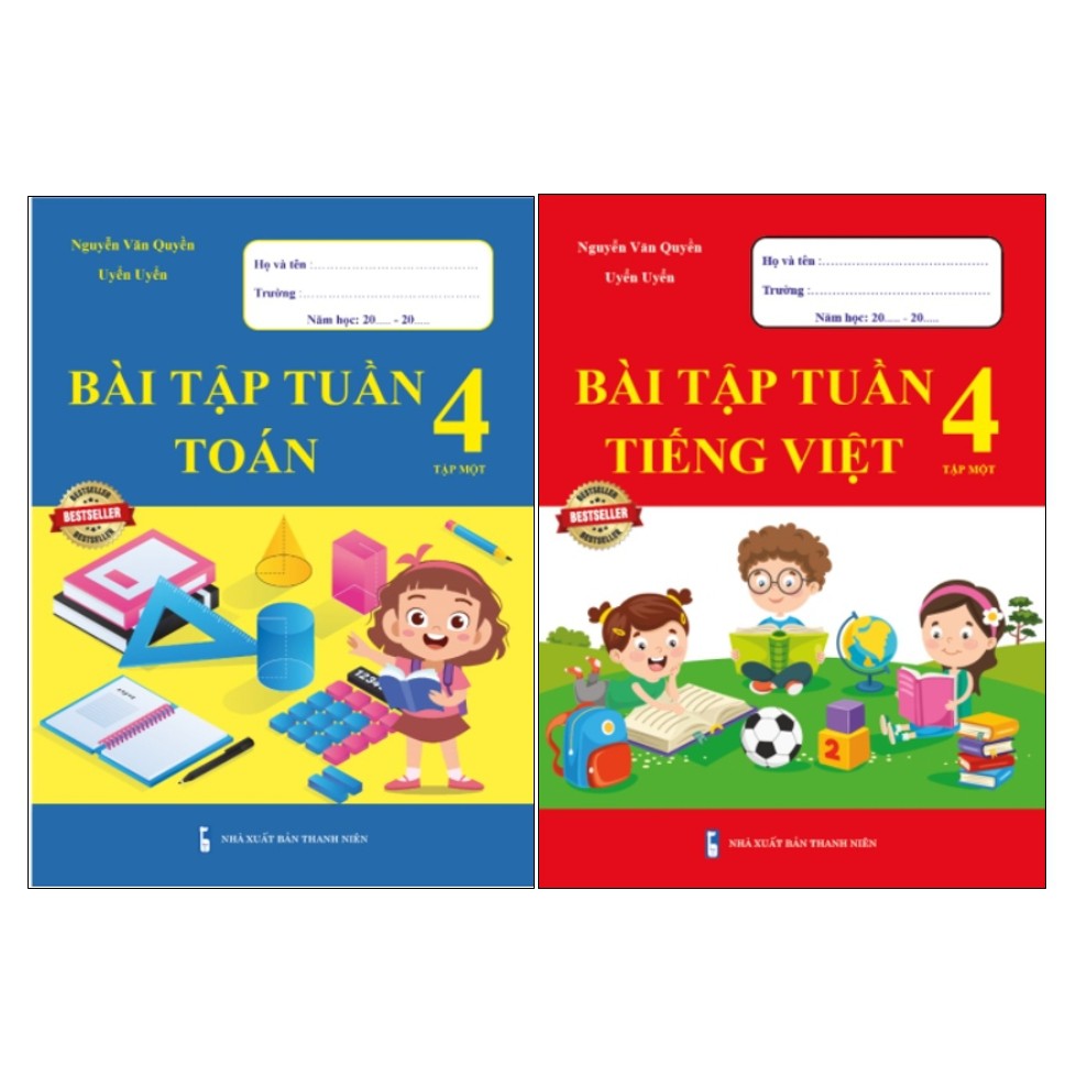 Sách - Combo Bài Tập Tuần Toán và Tiếng Việt 4 - Tập 1 (2 cuốn)