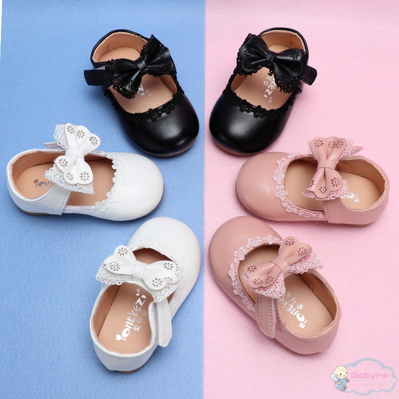 Giày sandal bằng da PU êm chân với trang trí nơ xinh xắn cho bé gái