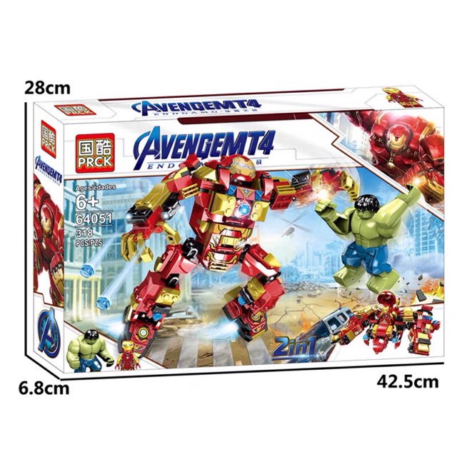 💥💥 Lắp Ráp 64051 Người Sắt Hulkbuster MK46 biến hình Máy bay chiến đấu với Hulk Khổng Lồ Xanh 💥💥