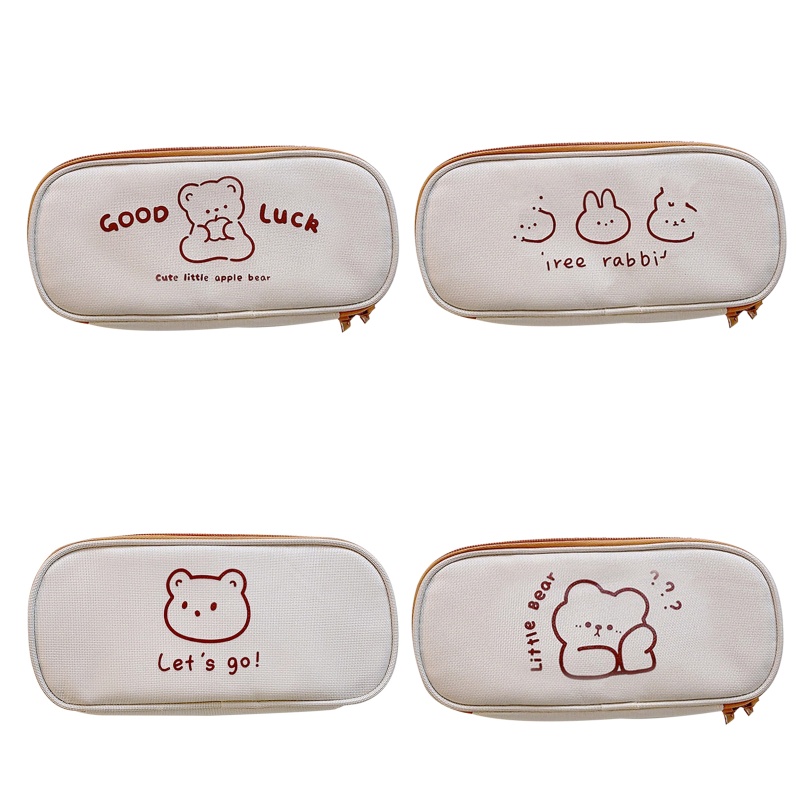 Túi Đựng Bút Bằng Vải Canvas Có Khóa Kéo Họa Tiết Dễ Thương