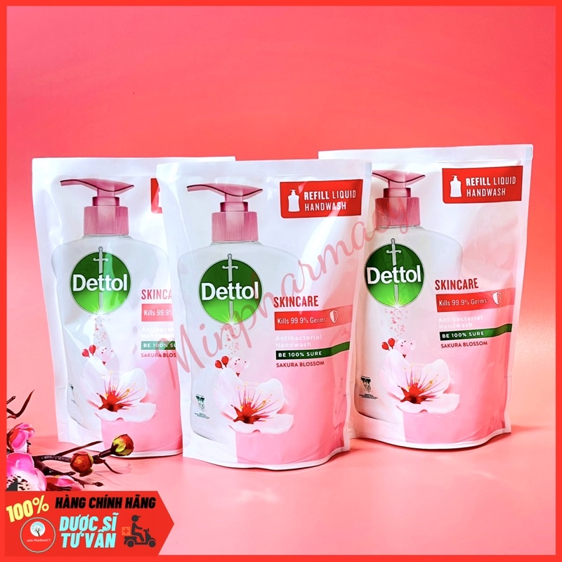 Nước rửa tay Diệt Khuẩn DETTOL dưỡng da Hương hoa đào Sakura chai 250g DATE 08/2023- Minpharmacy