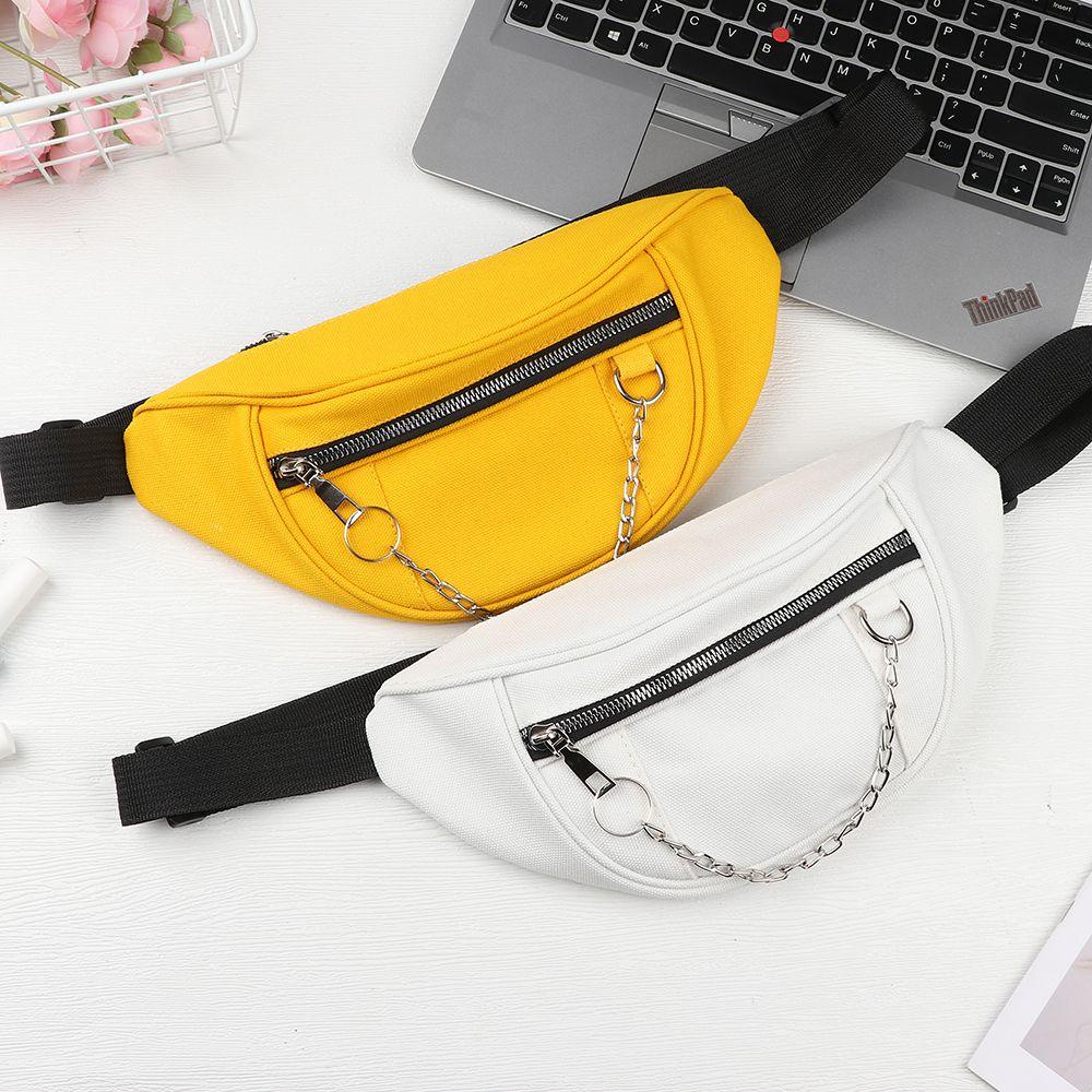 MIHAN1 Túi Đeo Chéo Chống Trộm Phối Dây Xích Phong Cách Hiphop Thời Trang