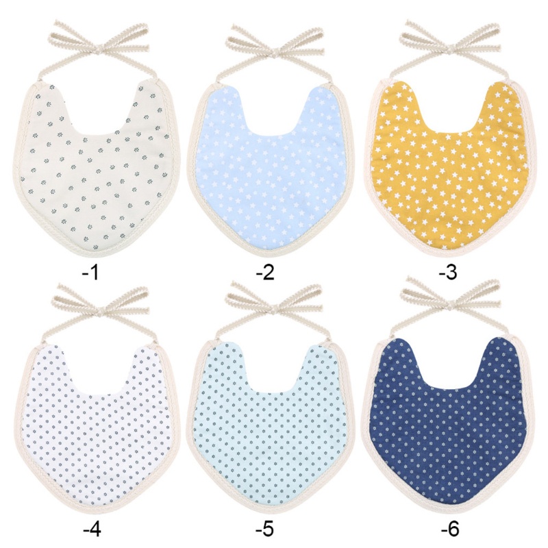 Yếm Ăn Cotton Lanh Hai Mặt In Họa Tiết Hoạt Hình Dễ Thương Cho Bé