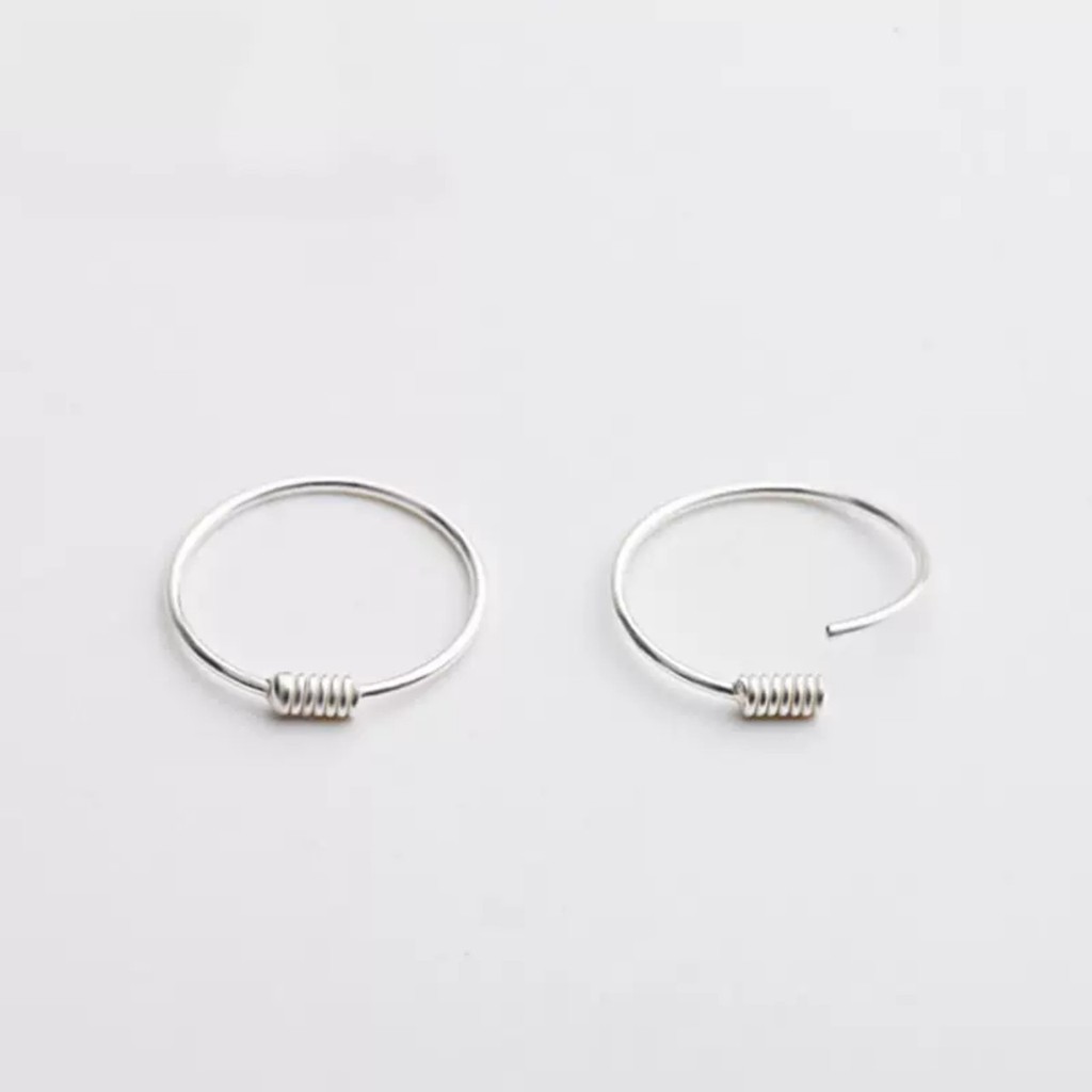 Khuyên tai tròn bạc ý 925 nhiều vòng lò xo nam nữ