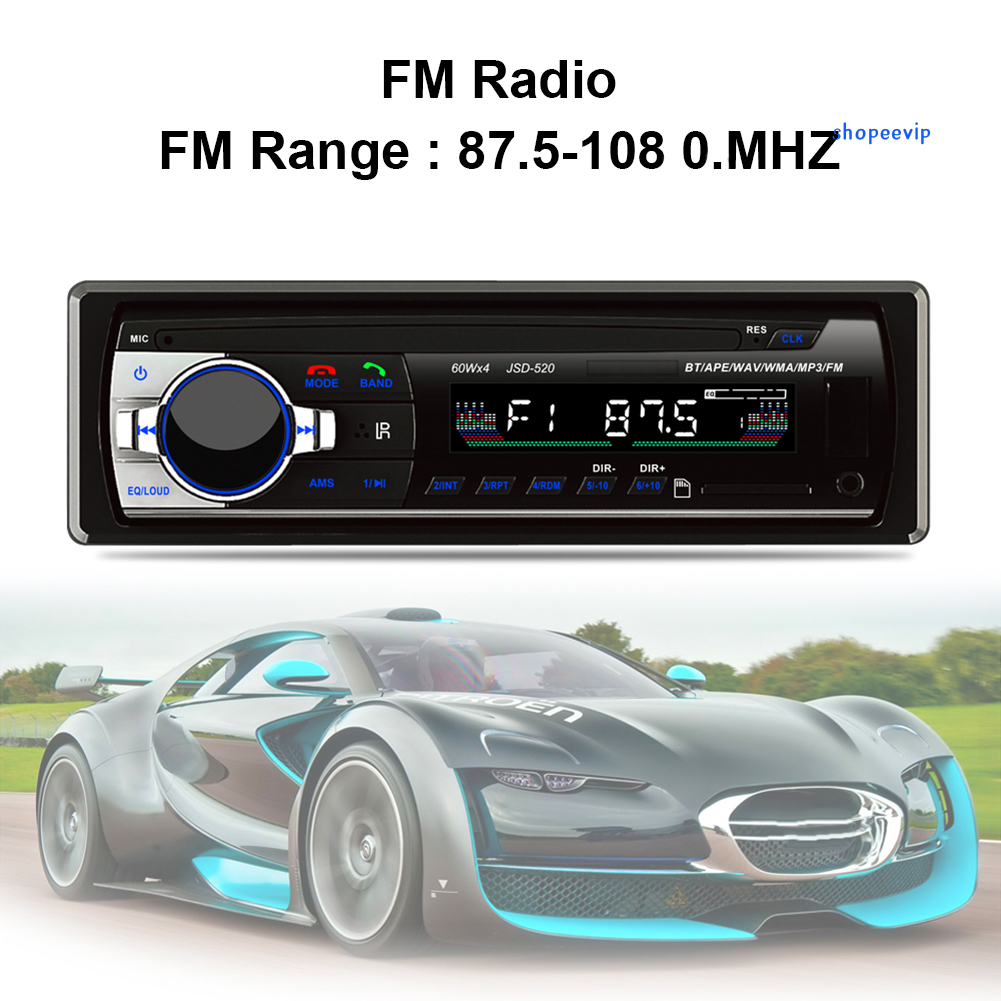 Đầu máy nghe nhạc MP3 FM Radio ISO JSD-520 cho xe hơi có đầu cổng âm thanh AUX