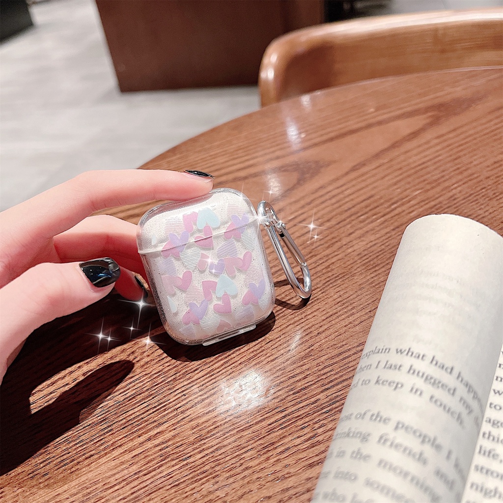 Vỏ Bảo Vệ Hộp Sạc Tai Nghe Airpods pro 1/2/3 Bluetooth Không Dây Bằng TPU Mềm Họa Tiết Trái Tim Đơn Giản Dễ Thương
