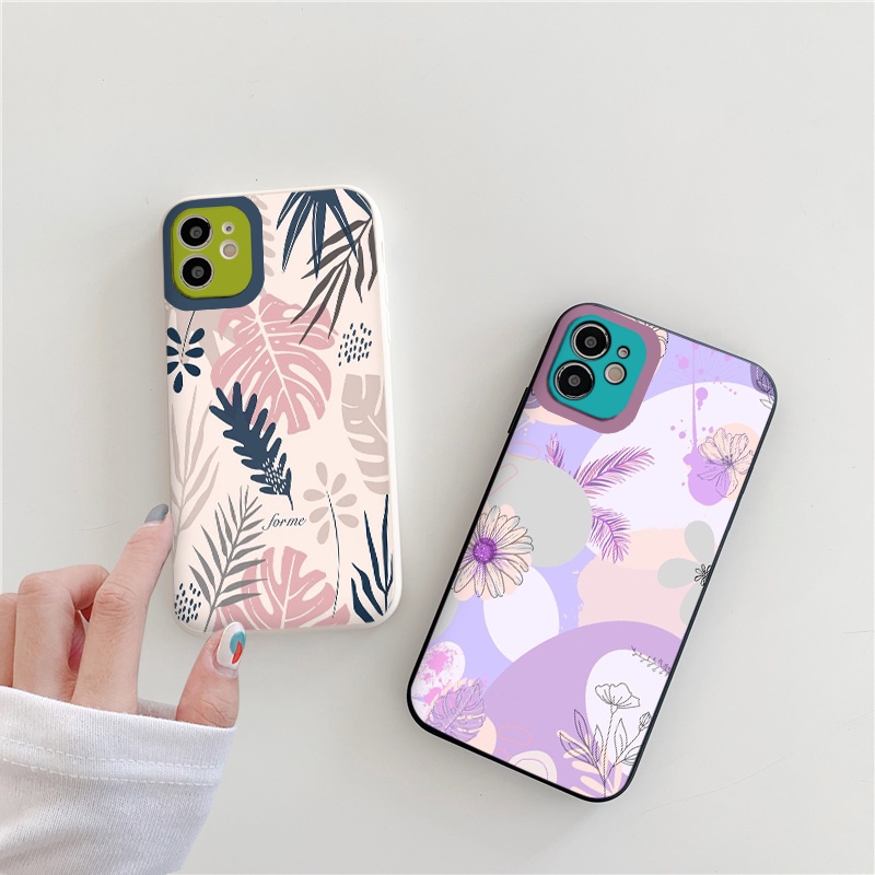 Ốp Điện Thoại iphone Mềm HOA LÁ ốp vuông iPhone 12 8plus 11promax 7plus 6Plus 7Plus 8Plus X Xs Max 13 Promax tr191