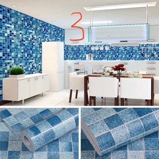 10m giấy dán tường kẻ caro nền xanh biển keo sẵn khổ rộng 45cm
