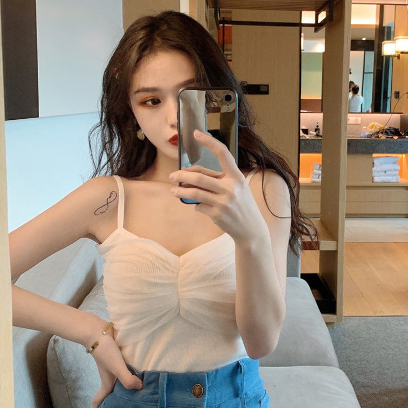 Áo dệt kim không tay dáng ôm phong cách retro Hàn Quốc dễ phối đồ cho nữ