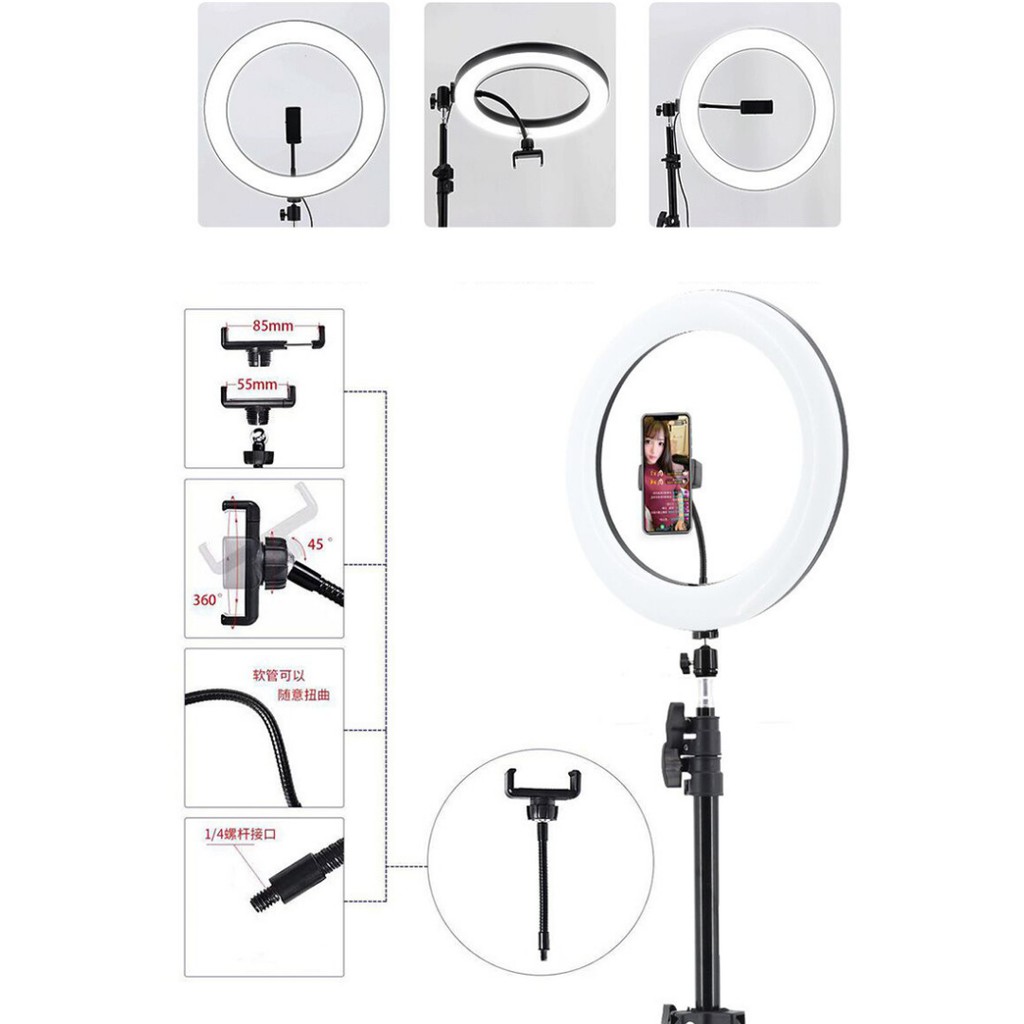 Đèn Livestream Bán Hàng 26cm 30cm 33cm 36cm Đèn Để Bàn Chuyên Dụng 3 Chế Độ Cao Cấp Hỗ Trợ Chụp Ảnh Trang Điểm