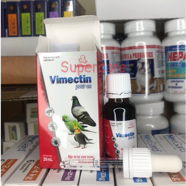 VIMECTIN  Pour On 20ml  - Nhỏ Giọt Phòng Tri Ve, Bọ Chét, Mạt Cho Chó , Mèo , Gia Cầm