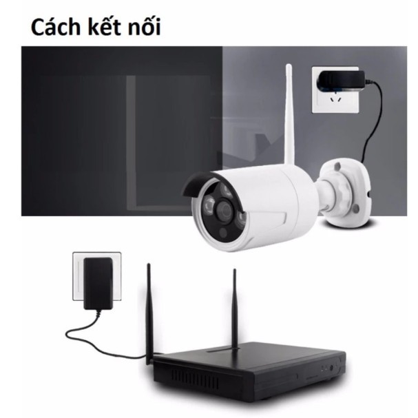 Bộ Camera wifi kit 8 Kiwivision NVR8200 mắt 2.0M( BH đổi mới 24 Tháng ) tặng HDD 1T Toshiba chính hãng