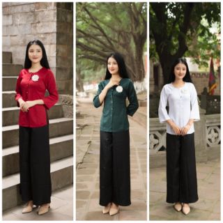 Sét áo kèm quần .Áo dài đi lễ  áo BÀ BA áo đồng phục 🍒 Freeship 🍒 áo sơ mi đẹp xinh san . Áo đokngf phục