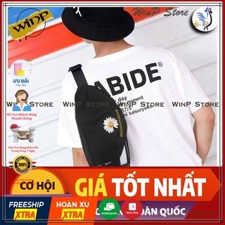 Túi Chéo Nam Nữ,Túi Đeo Unisex,Túi Bao Tử Hoa Cúc Khóa Dây Thêu Logo PeminS Phong Cách Hàn Quốc