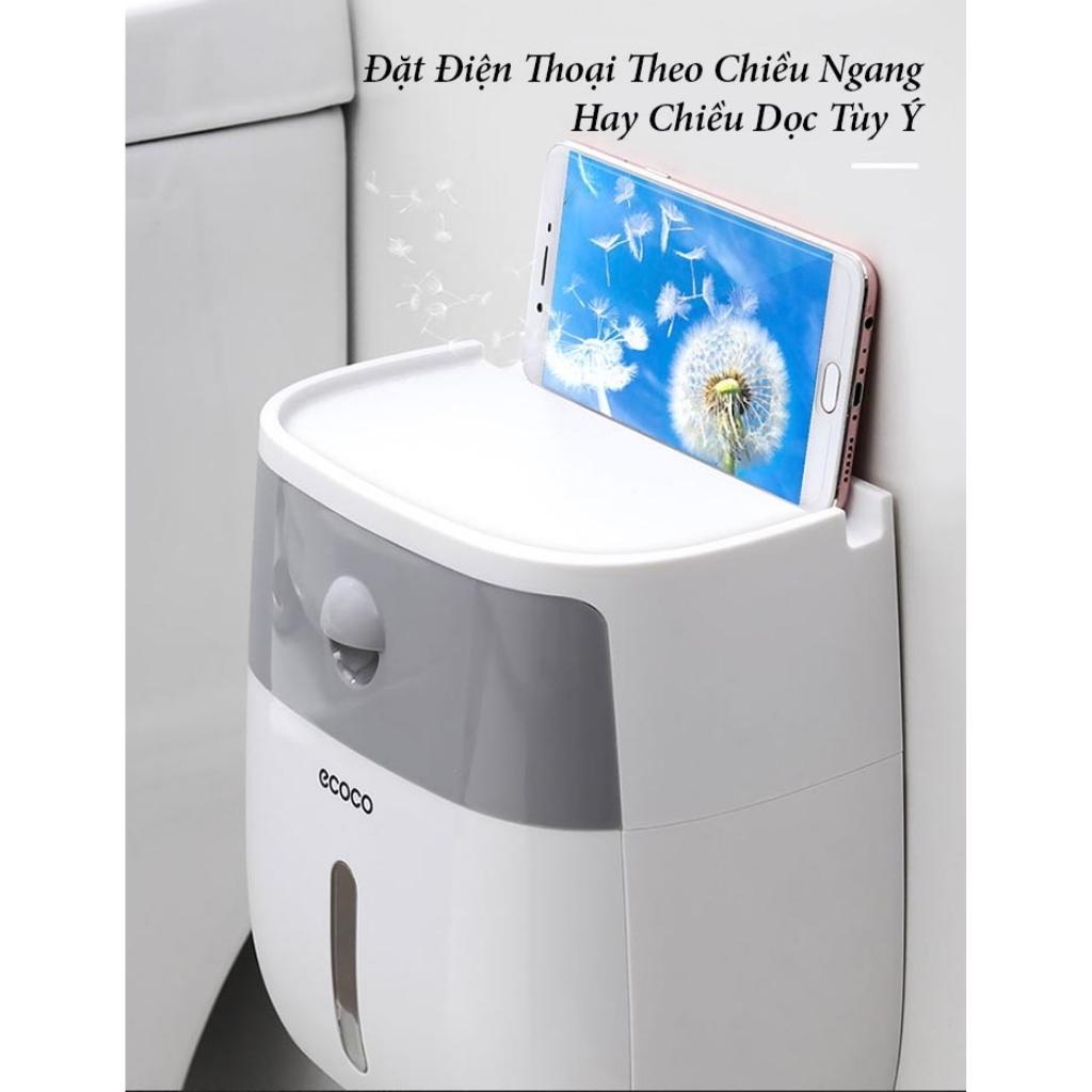 Hộp đựng giấy vệ sinh treo tường chống nước có khay để đồ Ecoco