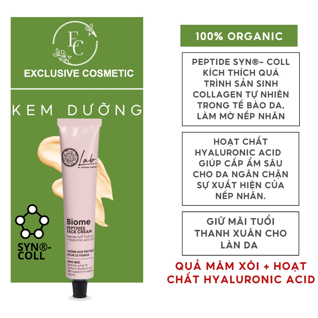 Kem dưỡng da mặt Natura Siberica Lab Biome chứa Peptides Face Cream 50ml