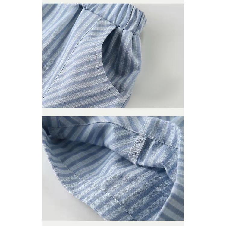 Bộ Áo Sơ Mi Cotton Ngắn Tay + Quần Short Mỏng In Họa Tiết Hoạt Hình Phong Cách Nhật Hàn Thời Trang Mùa Hè Cho Bé Trai