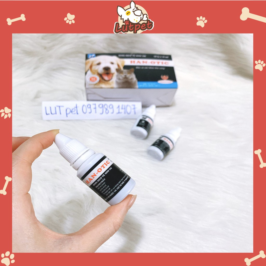 Dung dịch nhỏ tai vệ sinh điều trị viêm thối tai chó mèo Han-otic (15ml) - lutpet