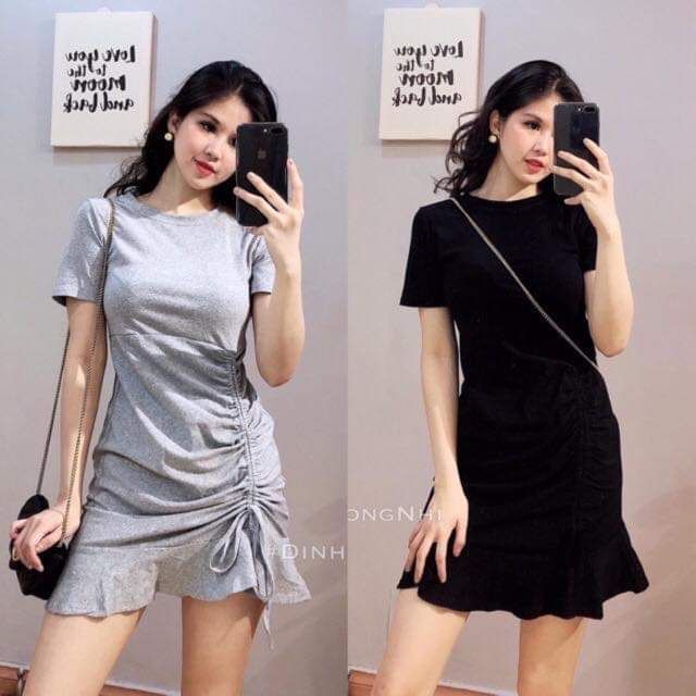 Đầm body ulzzang dây rút đuôi cá / Váy body sexy ( ảnh thật cuối)
