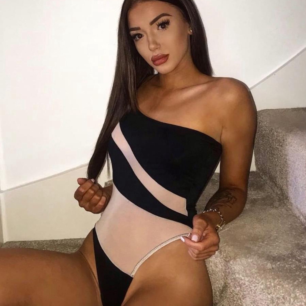 DUNEA Áo liền quần  trễ vai phối lưới gợi cảm dành cho nữ